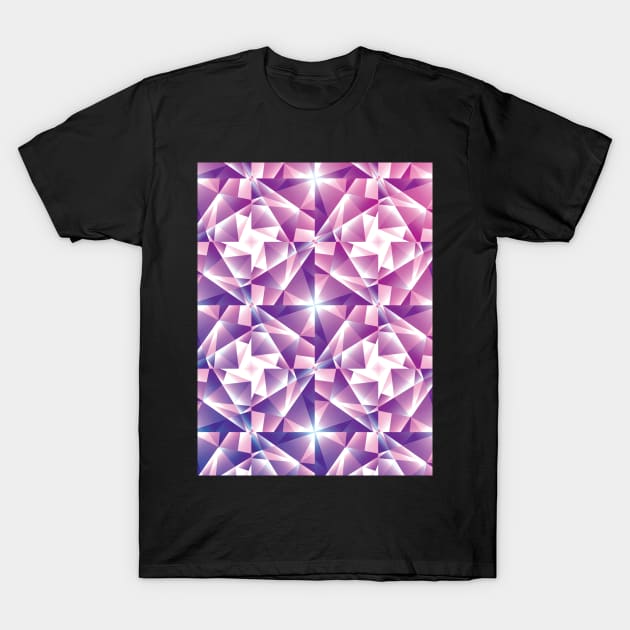 Purple Geometric Pinwheel Pattern T-Shirt by tanyadraws